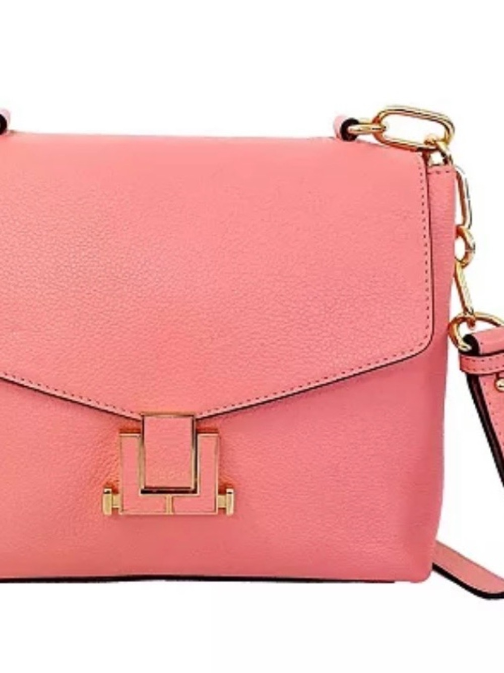 Lodis Pink Punch Vivian Pebbled Leather Crossbody with Gold Hardware
